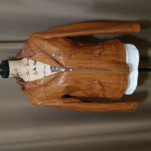 EUC Faux leather light brown jacket/coat